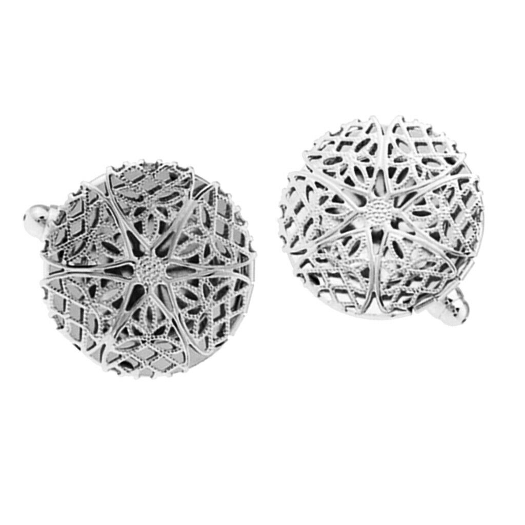 2 Pairs Hollow Filigree Celtic Locket Opening Photo Picture Frame Cufflinks