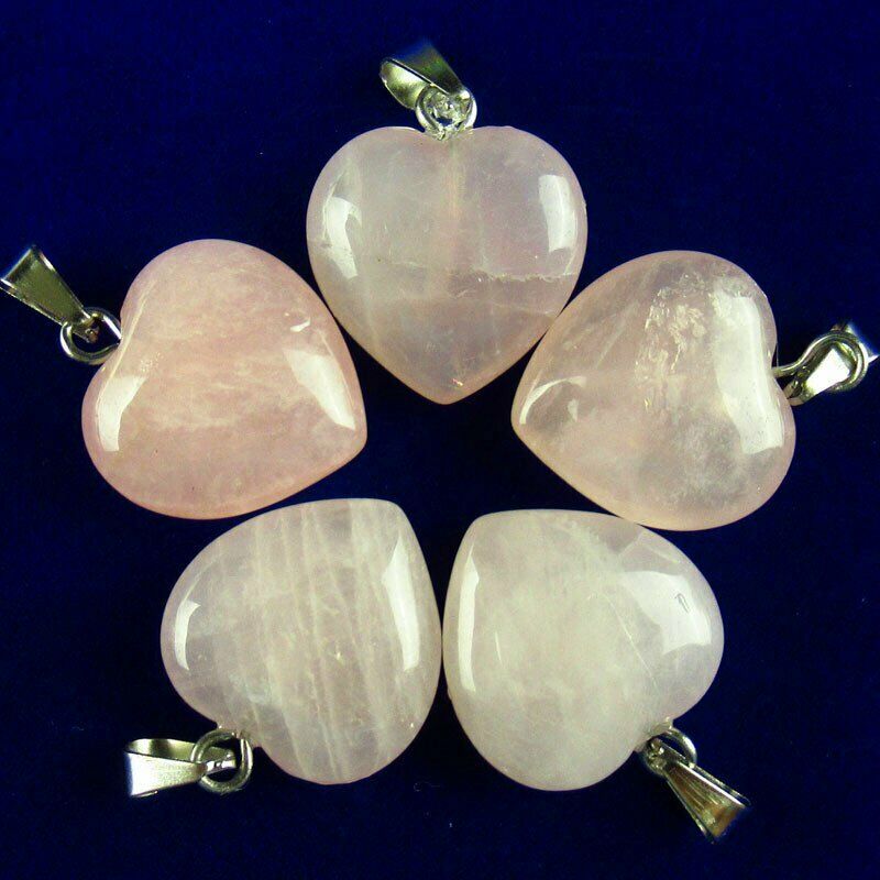 10pcs 25g 16x16x6mm Natural Rose Quartz Heart Pendant Bead A-220SK