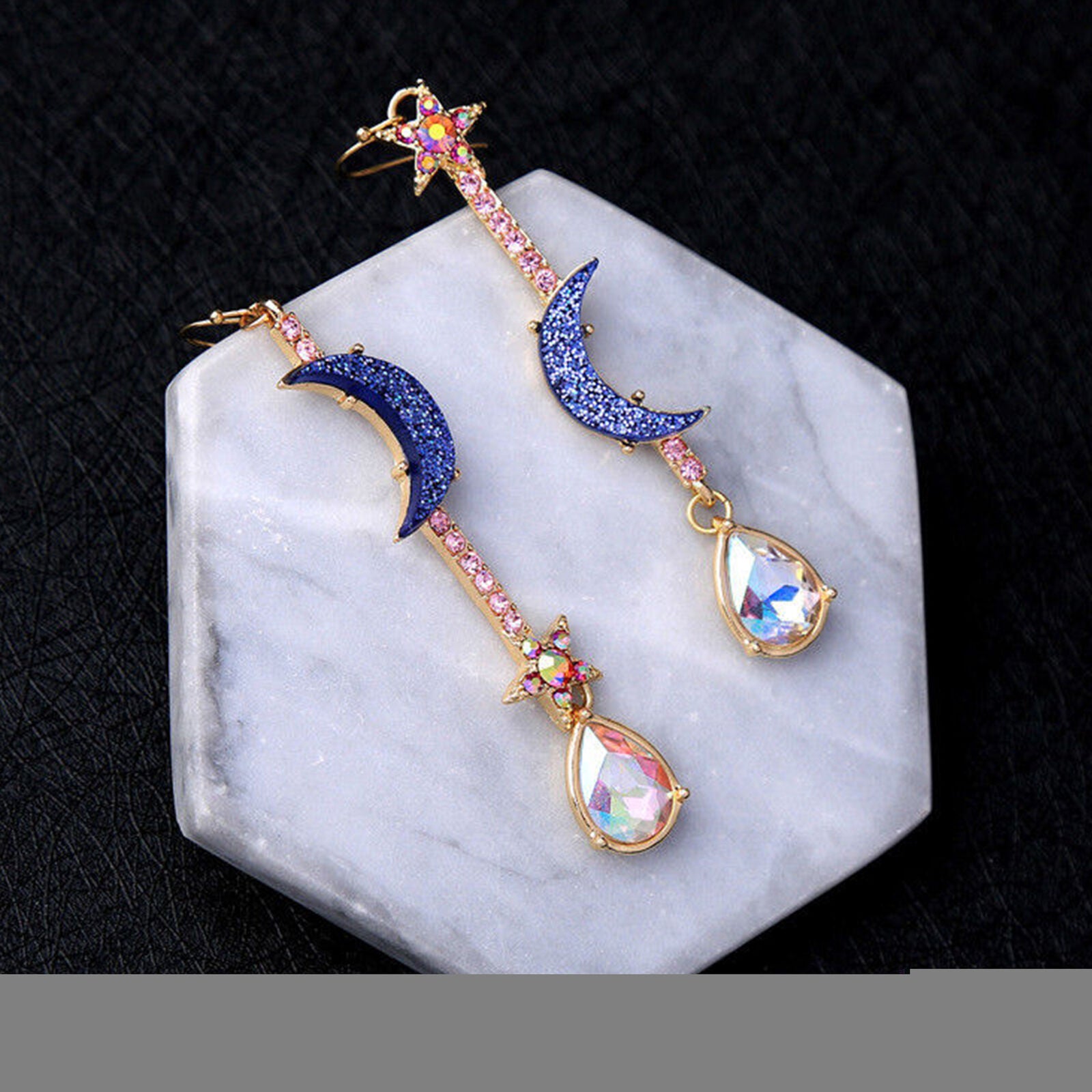 Beautiful Fashion Jewelry Blue moon&star earrings Woman jewels