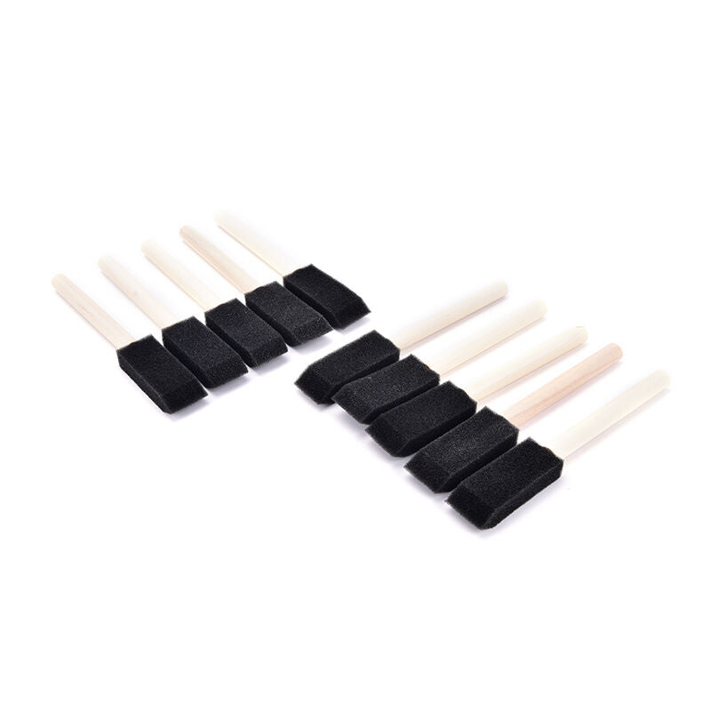 10pcs 1'' Foam Sponge Brushes Wooden Handle Painting Drawing Craft Draw Gras XC