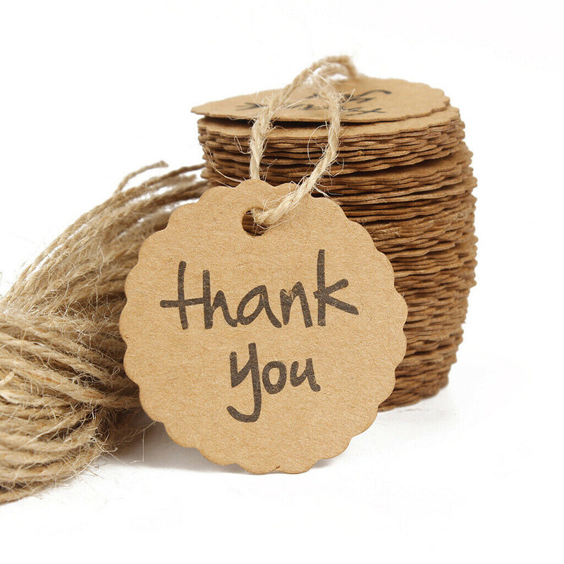 100Pcs Thank you Tags Cards with Strings