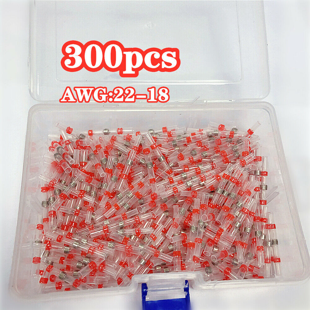 300Pcs red 22-18AWG Waterproof Solder Sleeve Heat Shrink Wire Splice Connectors