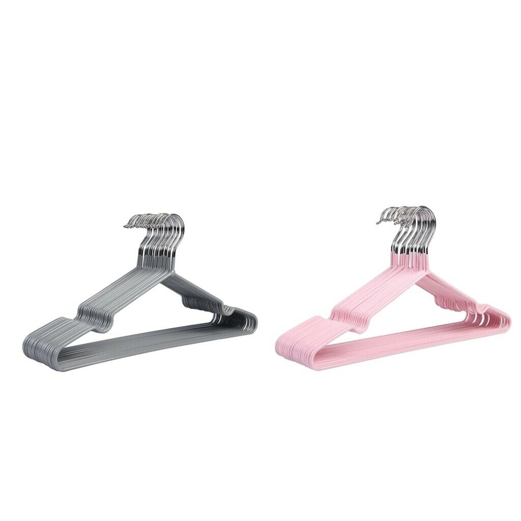 20pcs PVC Coated Steel Clothes Hanger Clothing Coat Organizer Hanging Rack