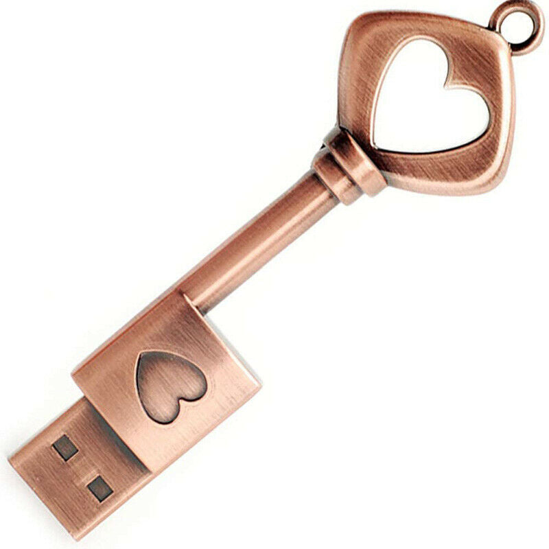 32GB USB 2.0 Flash Drive, Retro Metal Love Heart Key Shaped Thumb Drive,USB A3L7