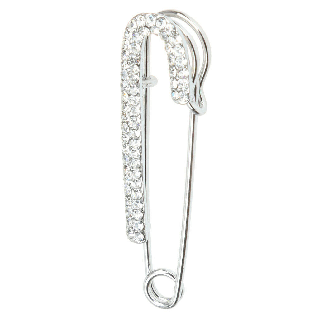 Womens Shawl Clip Shiny Full Crystal Sweater Brooch Clip Safety Pin Jewelry
