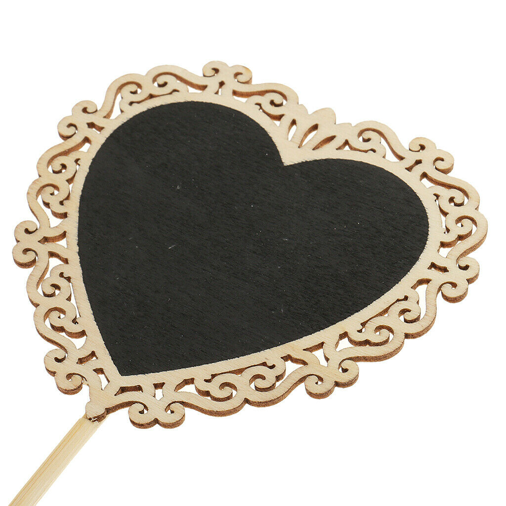 10 Pieces Heart Wooden Mini Floral Shape Blackboard Tags