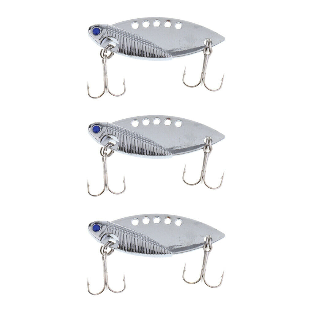 3Pcs VIB Metal Fishing Lure Crankbait 5cm/10g Bass Baits Hook Spoon Wobbler