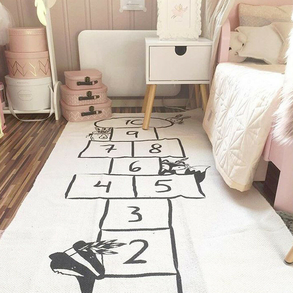 Linen Baby Kids Game Play Mats Floor Rug Infant Crawling Pad #Number Puzzle