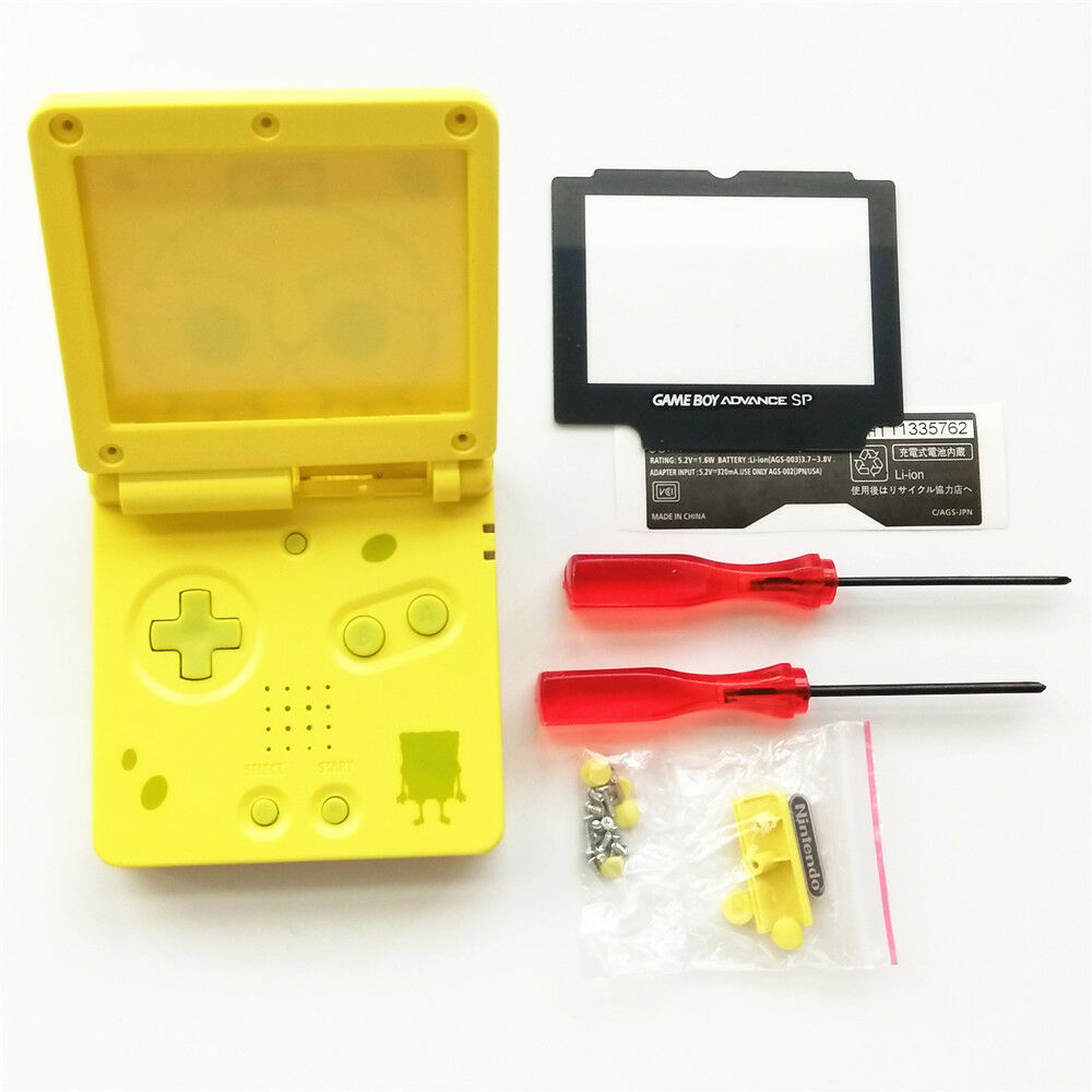 Yellow Spongebob Housing Shell Case For Nintendo Gameboy Advance SP GBA SP