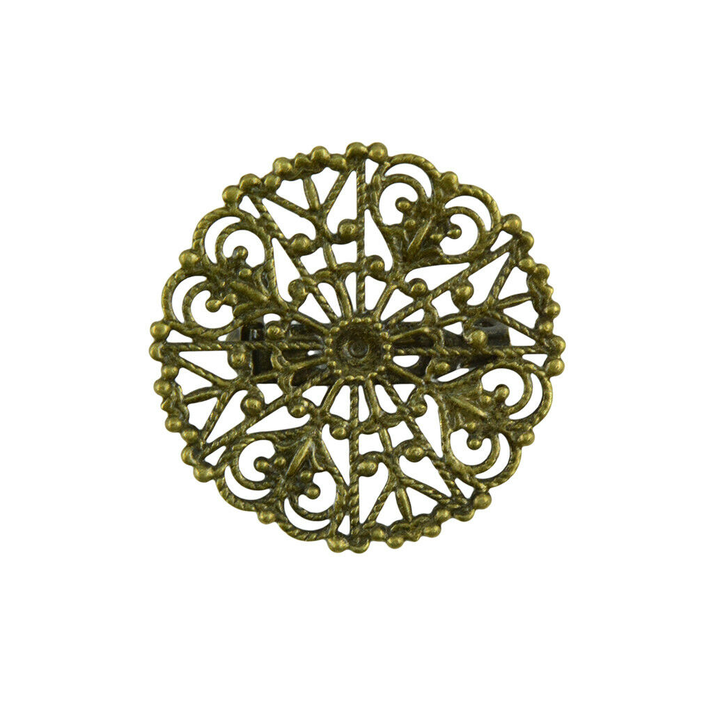 10pcs Filigree Flower Blank Brooch Base Round Pins Back Brooches Settings