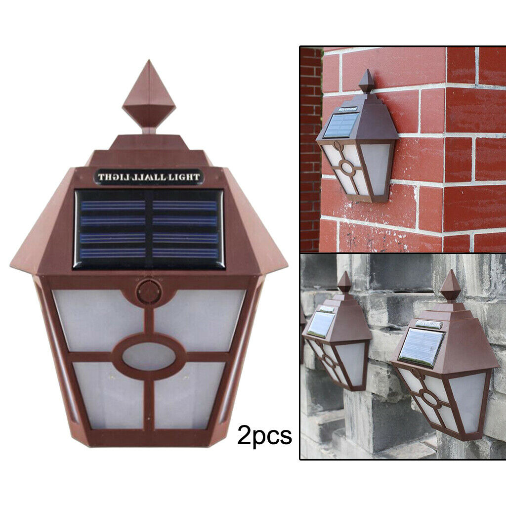 Set of 2 Solar IP65 Solar Powered Wall Lamps Waterproof Lights Backyard