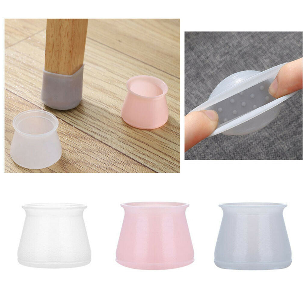 Pack 8 Anti-slip Round Chair Leg Cups Durable Silicone Bar Stool Feet Glides