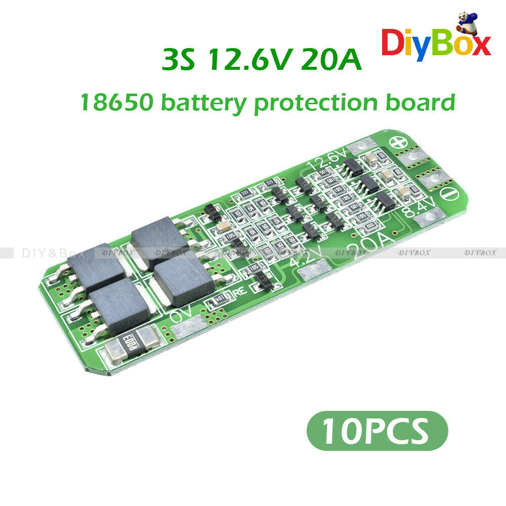 10PCS 3S 20A Li-ion Lithium Battery 18650 Charger PCB BMS Protection Board 12.6V