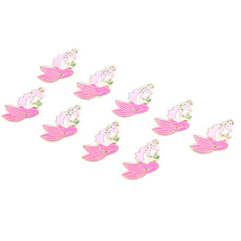 10x/Lot Enamel Alloy Mermaid Charms Metal Pendants DIY Jewelry Findings Cr Nj Rf