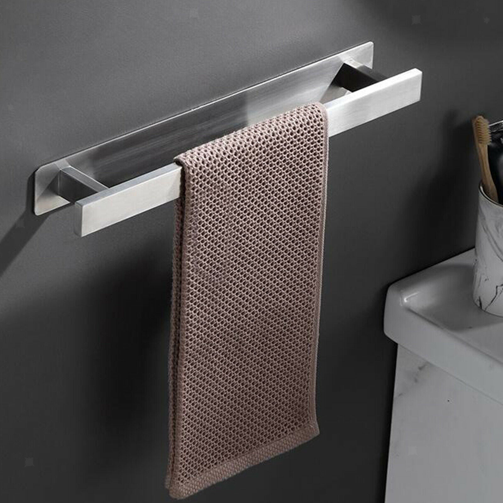 40cm Modern Towel Rail Rack Bar Shelf Hanger Self-Adhesive No Drilling