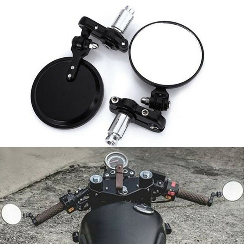 Universal Aluminum Round 7/8" Handle Bar End Motorcycle Rearview Mirror Foldable