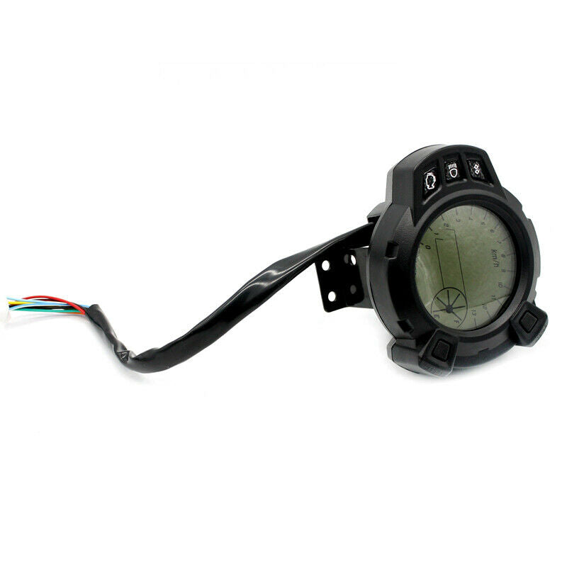 DC 12V Motorcycle 7 Color LCD Digital Speedometer Tachometer Odometer Gauge Km/h