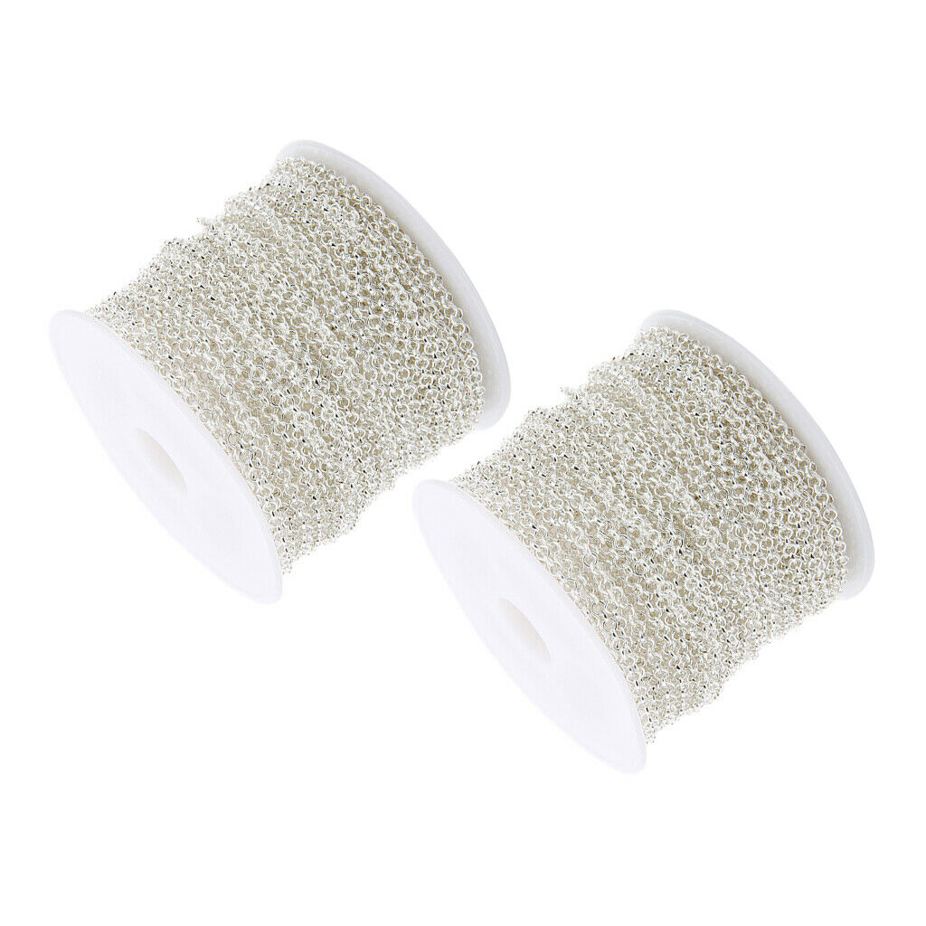 10 Yards/Roll 2mm  White Tone Stainless Steel Bulk Necklace Extender Chain Link
