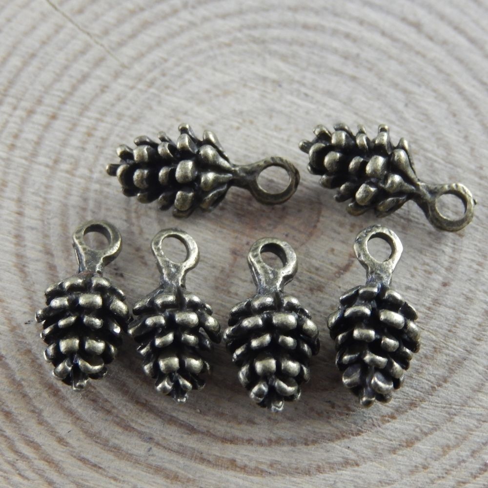 50 pcs Antiqued Bronze Pinecone Charm Alloy Bracelet Earring Pendant DIY 9*7*5mm