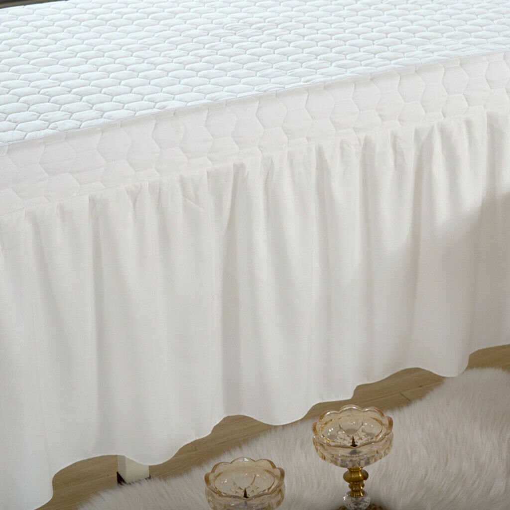 2xMassage Table Skirt Beauty Bed Cover Valance Sheet  White