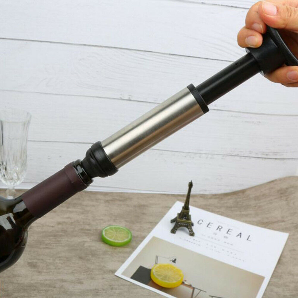 1set Wine Stopper With Vacuum Pump Bar Air lock Aerator Keep Wine Fresh& PgJBDD