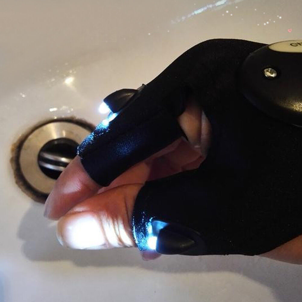 4Fingerless Fishing Glove LED Magic Strap With LED Night Flashlight Rescue Tools