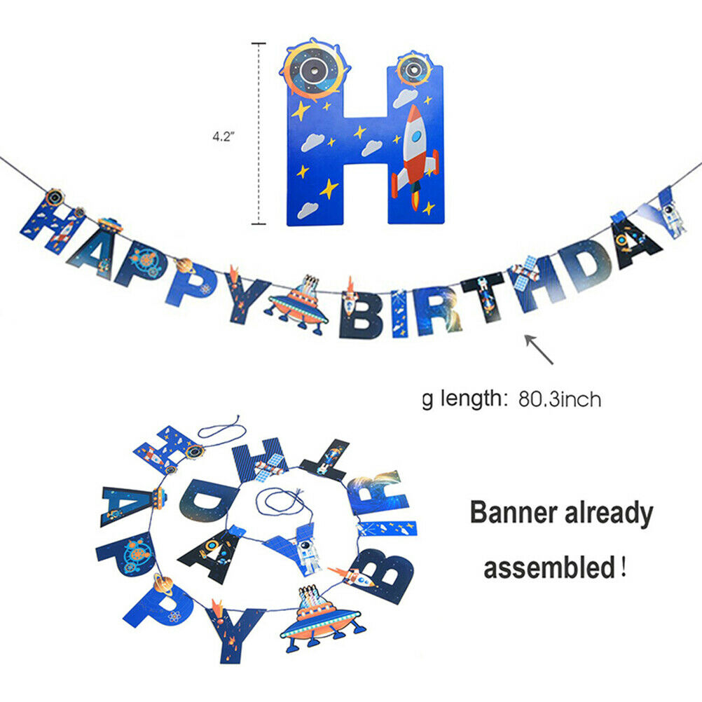 1set Solar System Outer Space Themed Birthday Party Decoration Paper Banne.J XC