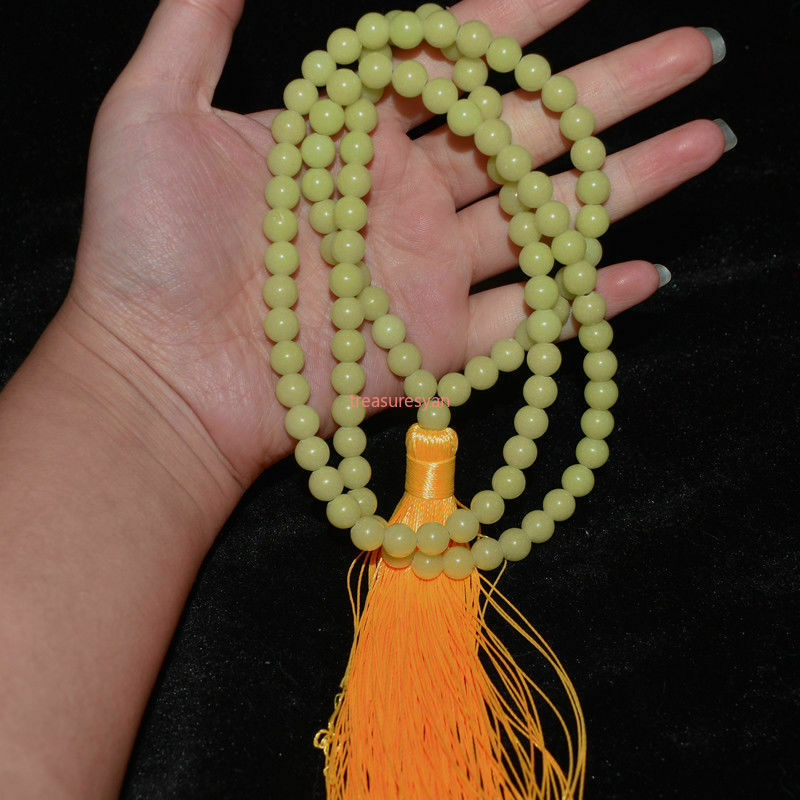 108pcs Natural Luminous Green Fluorite Beads Glow In The Dark Chain Tassel 8MM