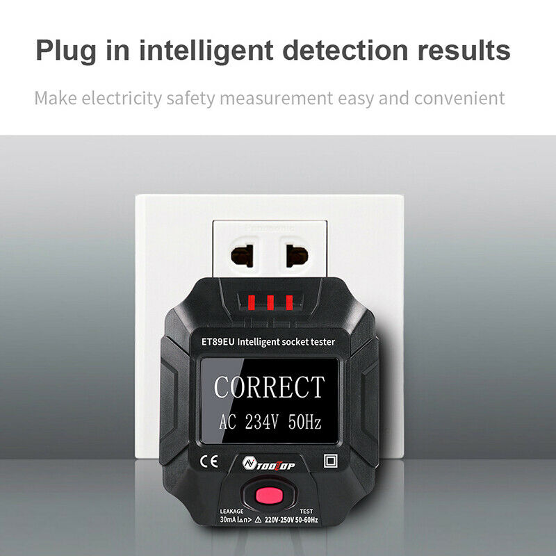 2X(TOOLTOP ET89 Socket Detector Digital Display Electric Socket Tester VoltA8N4)