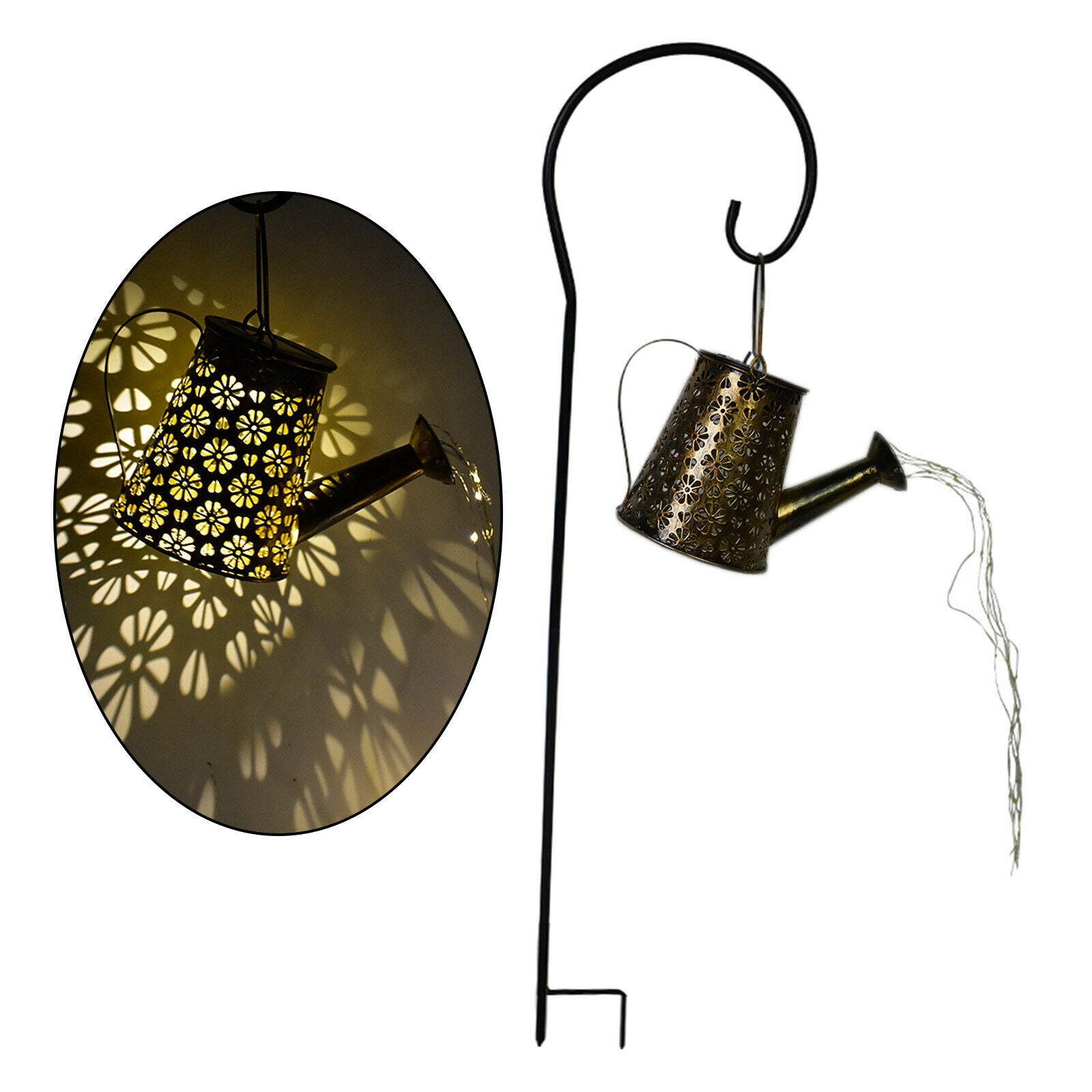 Vine Solar LED Watering Can Lights Waterproof Outdoor Garden Art String Lamp