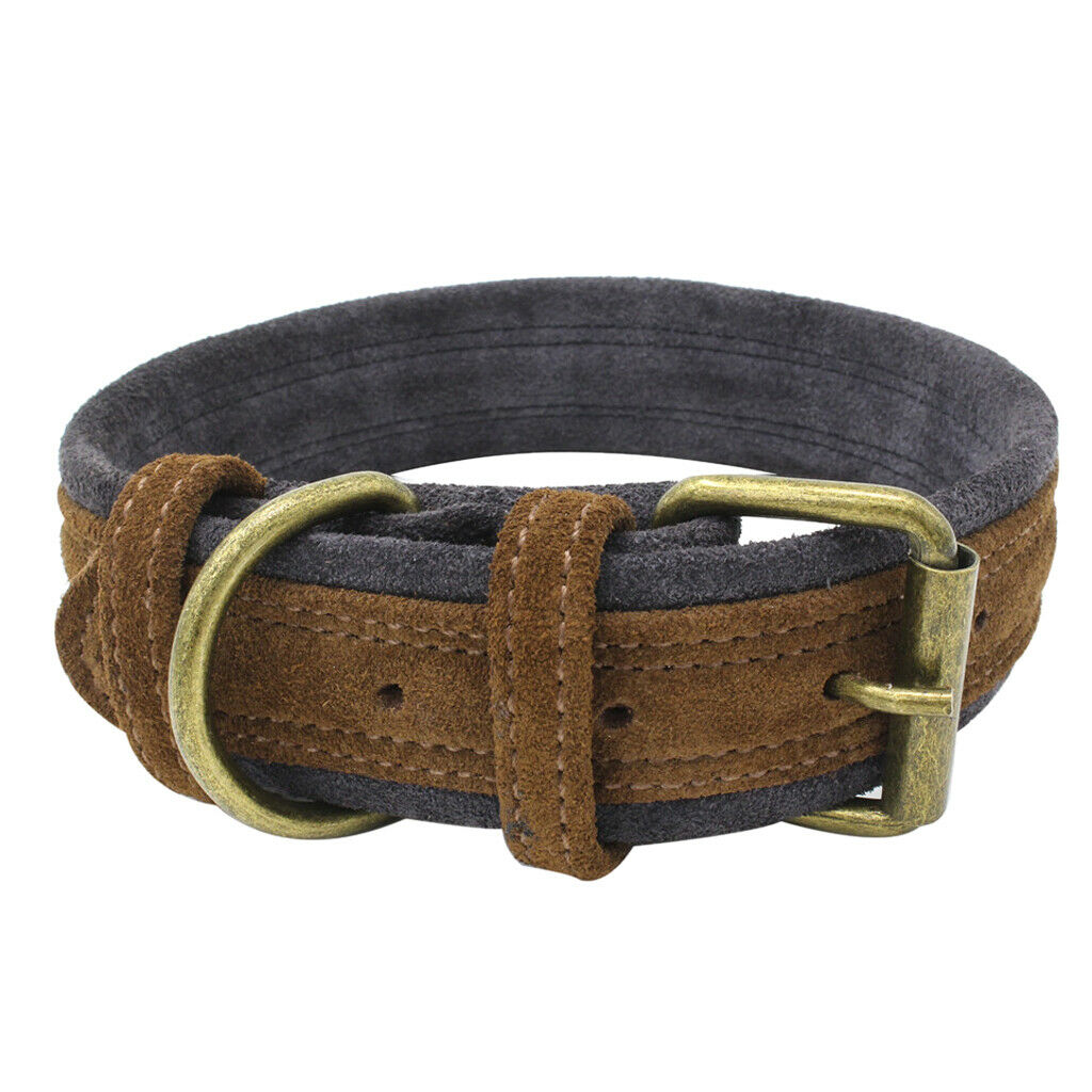 Traditional Brown/Red/Blue Adjustable Leather Pet Dog Collar Brown