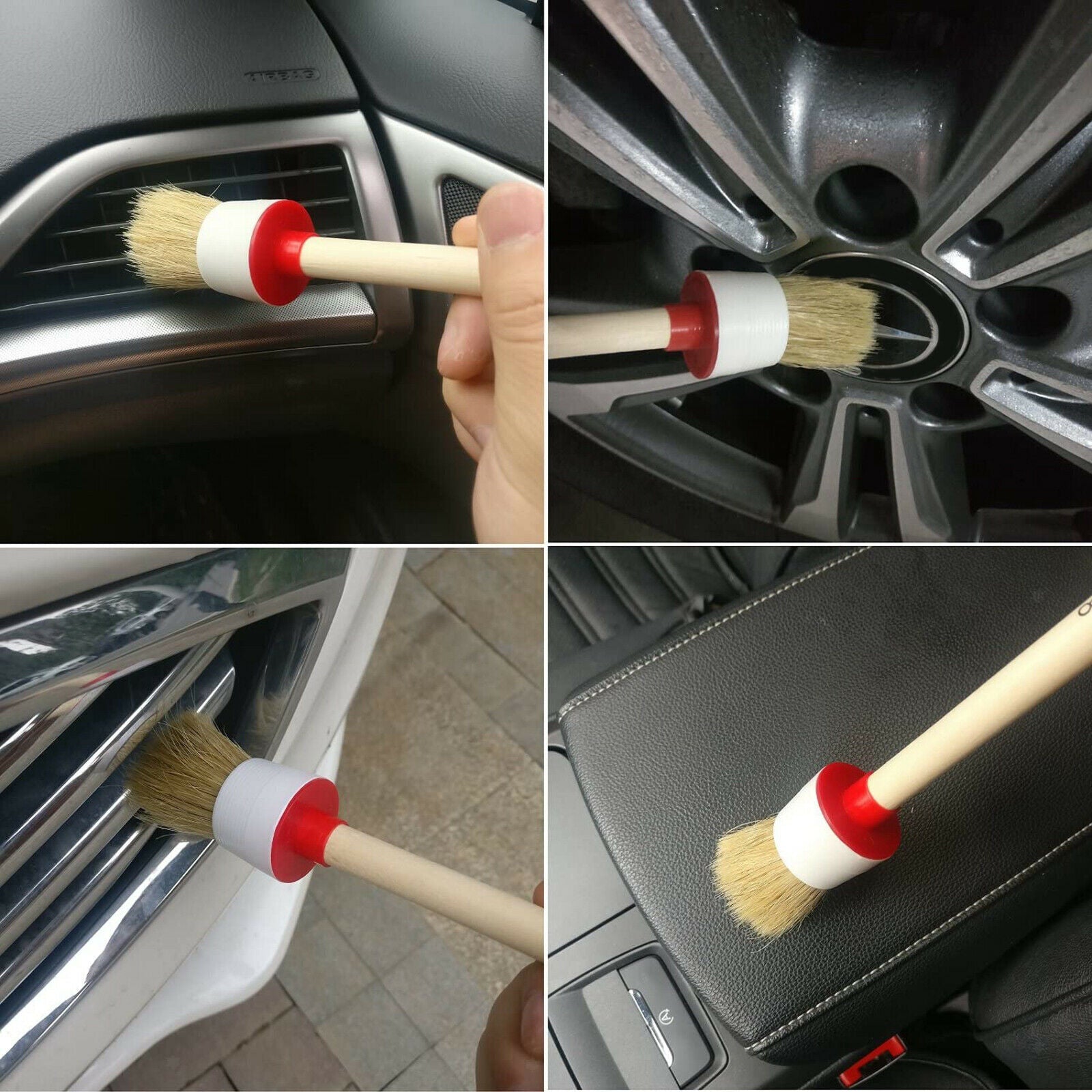 11X Professional Vehicle Car Auto Detailing Brush Kit Boar Hair Brushes