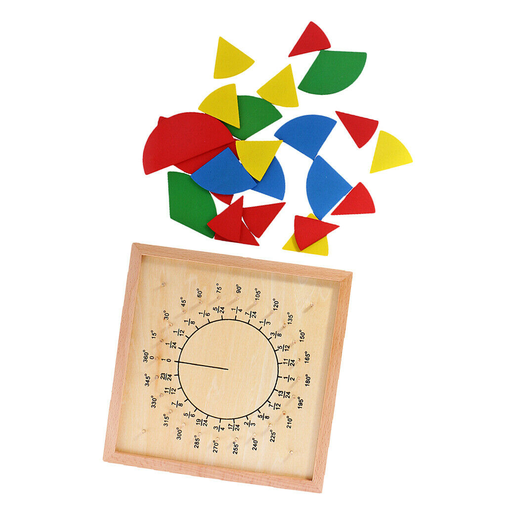 Montessori Math Faction Angle Board With Protractor Accessories Kids