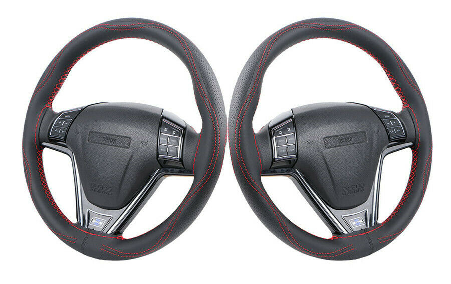 Hand sewing Micro Fiber Leather Car Steering Wheel 38cm  Universal Protector