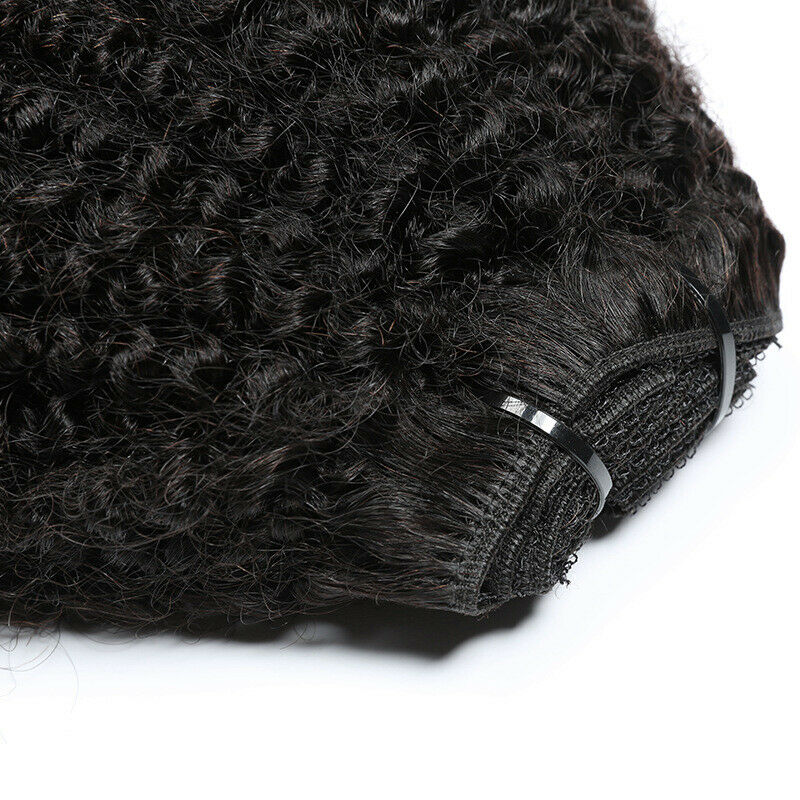 16" Mongolian Kinky Curly Hair Weft Clip in 100% Afro Kinky Human Hair Extension