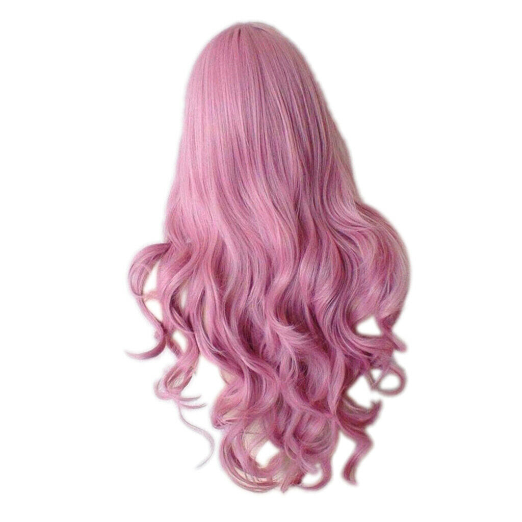 4 Colors Middle Part 26" Long Curly Wavy Synthetic Hair Wigs Girls Women 04