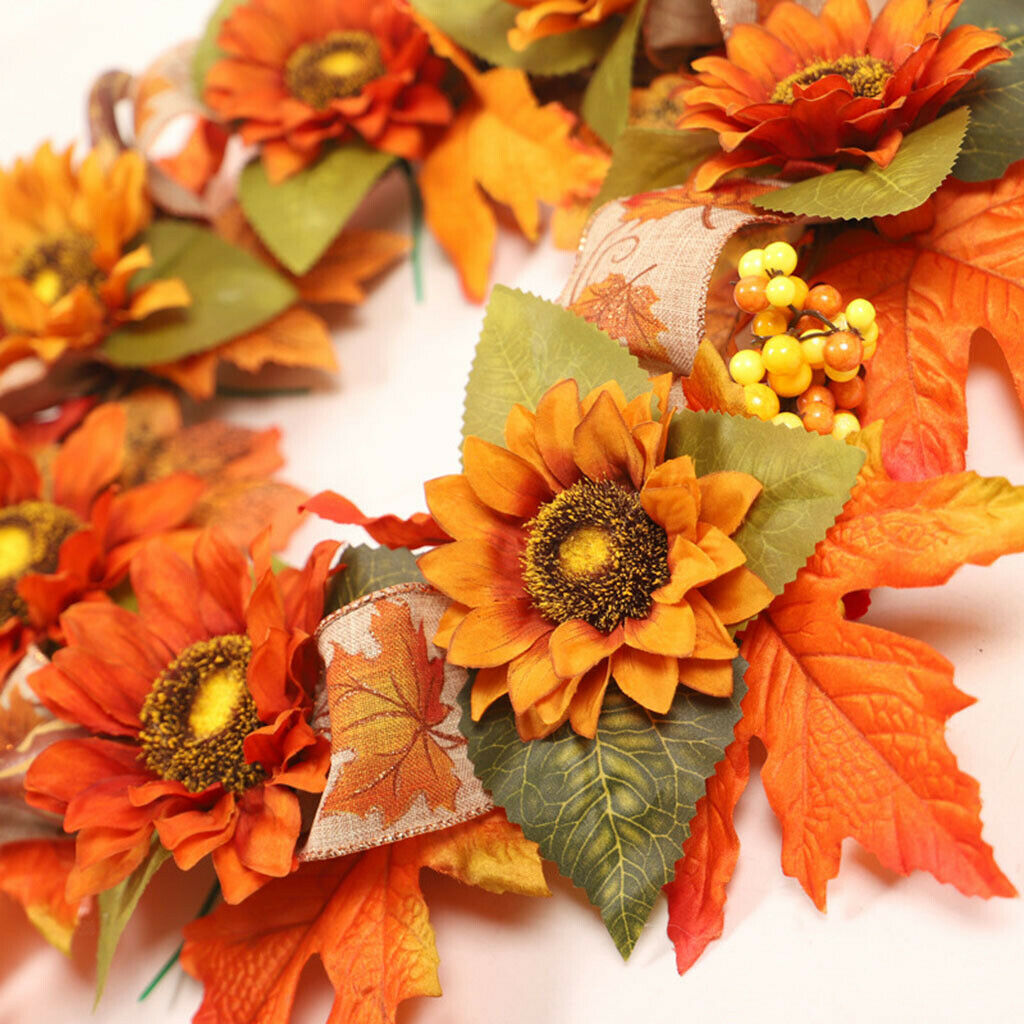 17.7" Autumn Harvest Wreath Sun Flower Garland for Home Indoor Decor 45cm