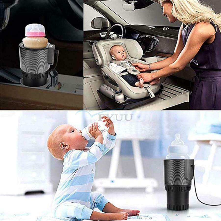 12V Carbon Fiber Black Car 2 in 1 Smart Heating Cooling Cup Water Coffee Heating