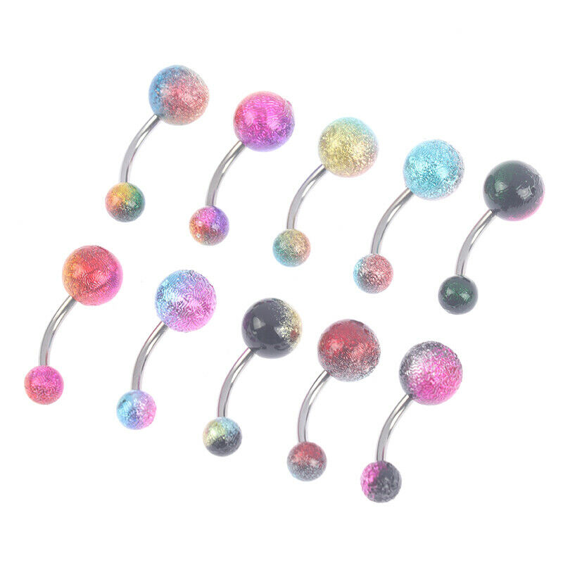 10pcs Colorful Acrylic Sexy Ball Navel Piercings Belly Button Rings Body Jewe Tt