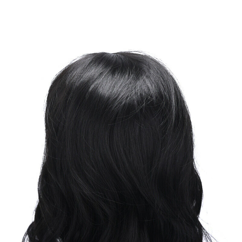 Women Girls Black Natural Long Wavy Wig Brazilian Hair African Curly Wavy  WDD