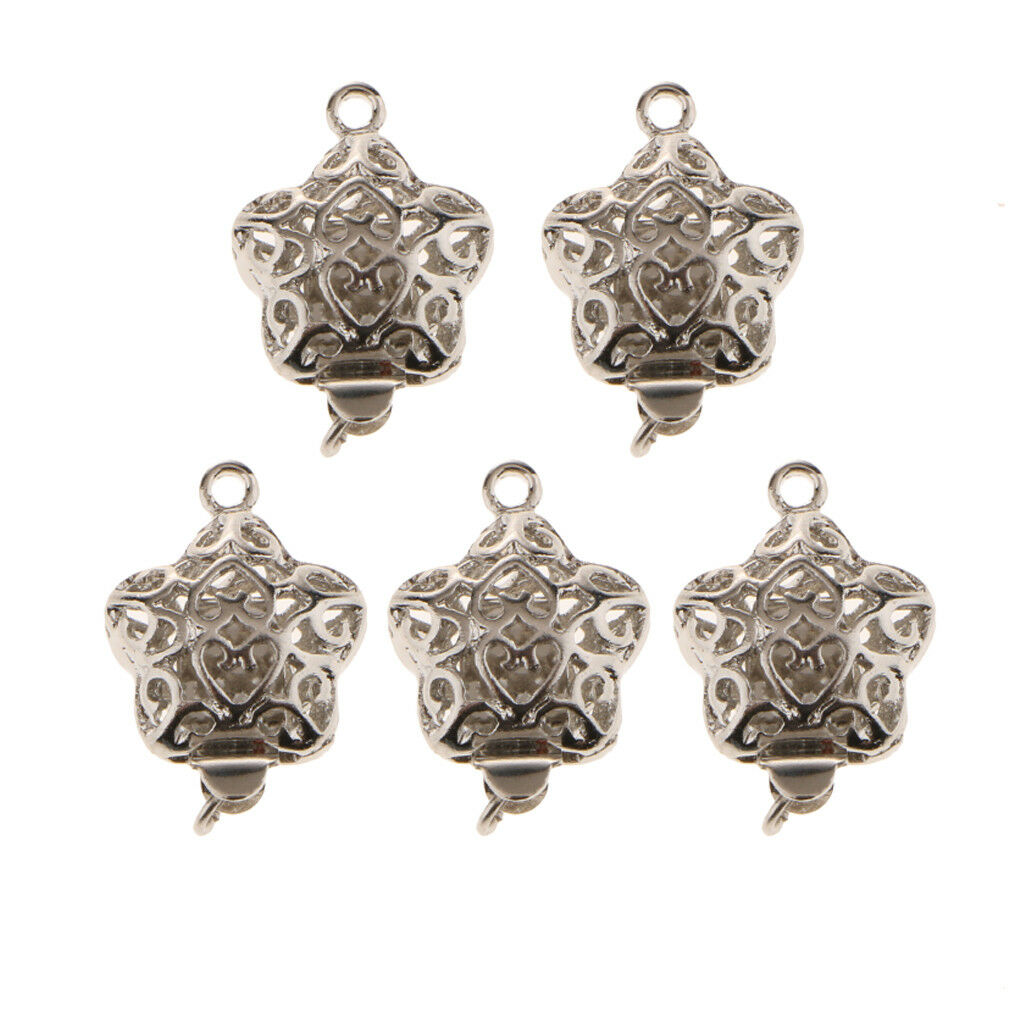 5pcs Copper Filigree Push Pull Box Clasp Pentagram Shape Jewelry Repair