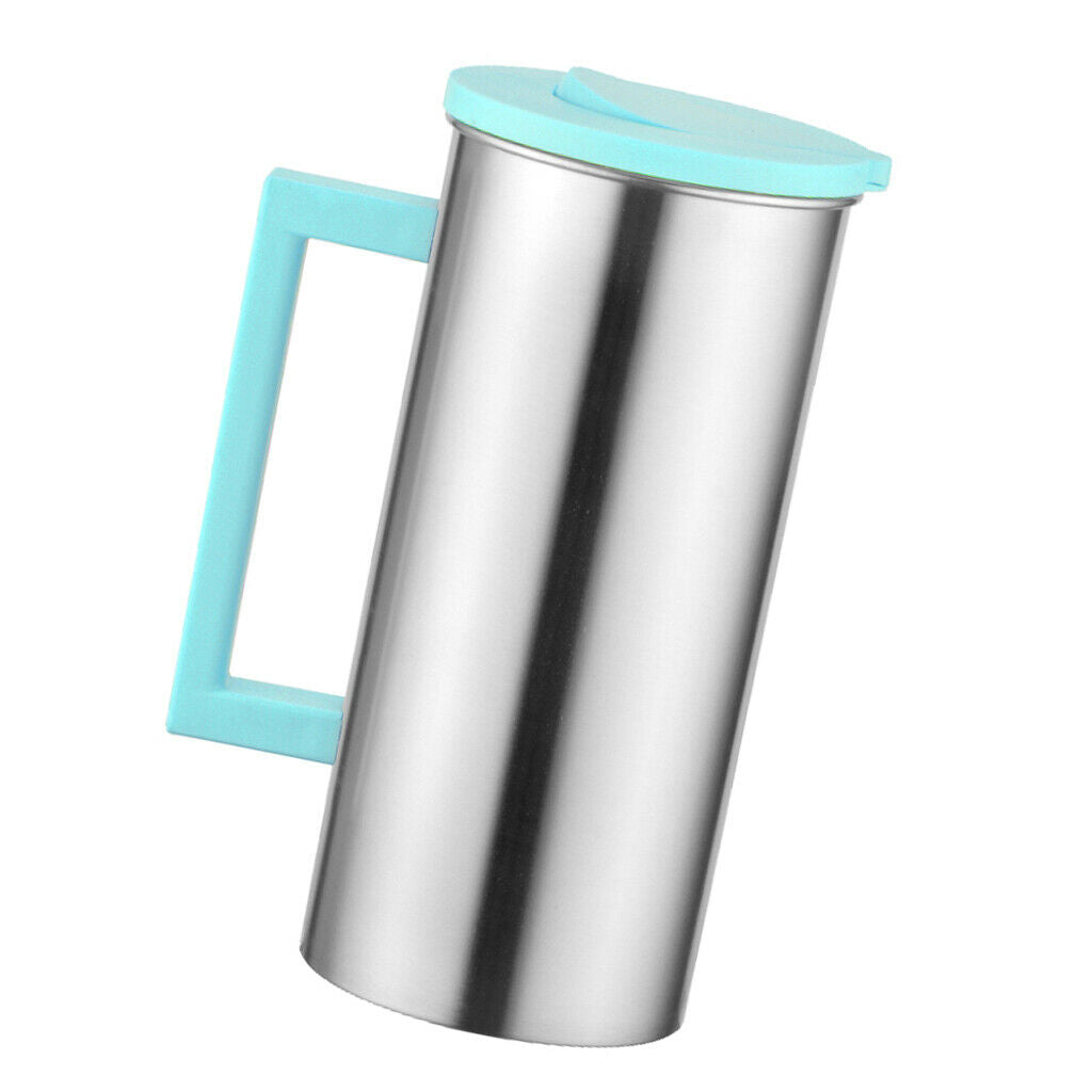 2 Pcs Stainless 1.8L / 61 Ounces/ 0.5 Gallon Water Pitcher Juice Ice Tea Jug