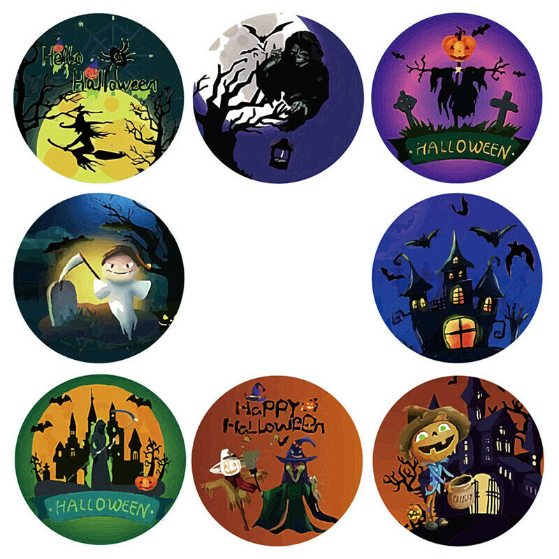 500pcs Halloween Witch Round Stickers Envelope Sealing Labels Candy Bag Stic Kt