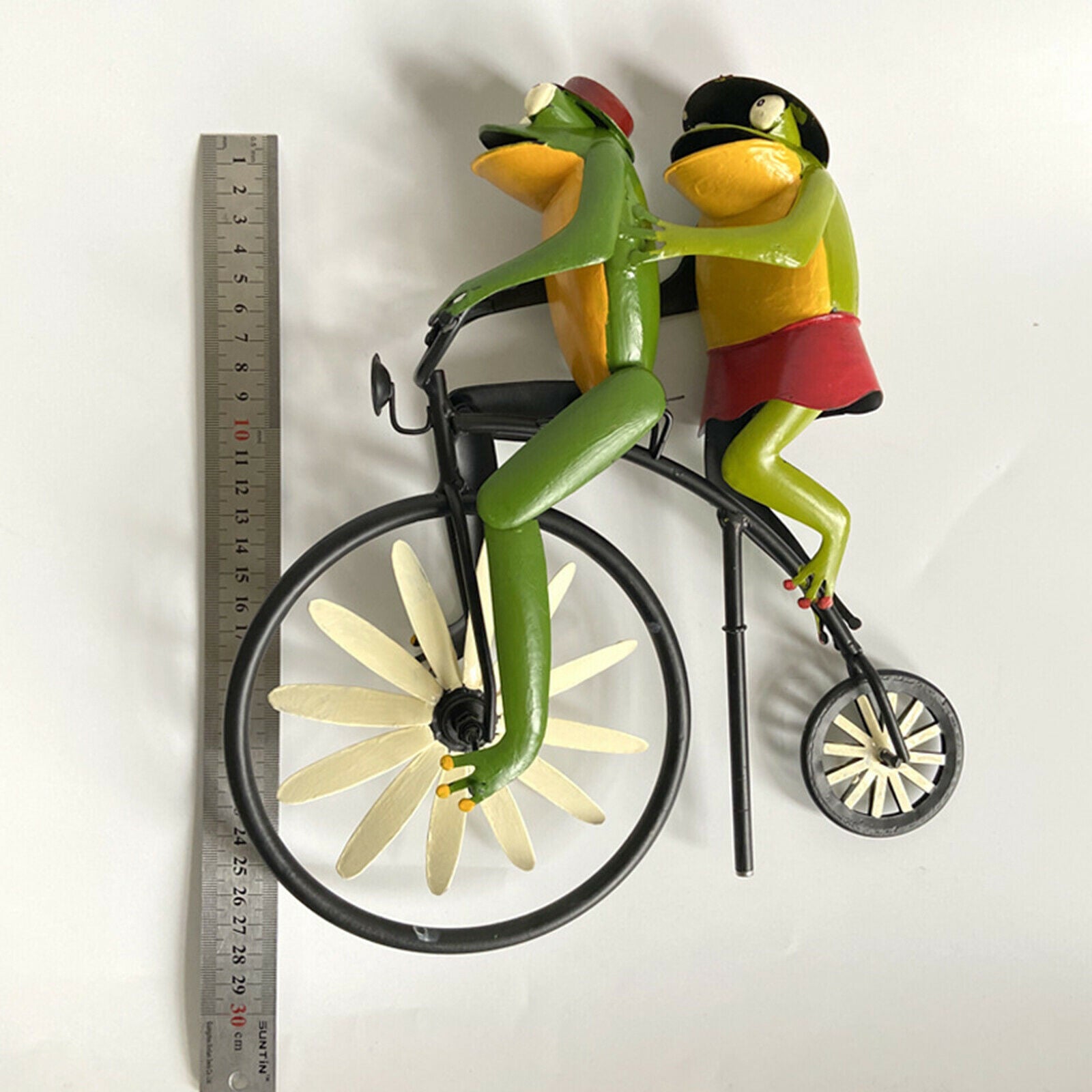 Bike Wind Spinner Metal Frog on Bicycle Windmill Outdoor Lawn Decoration