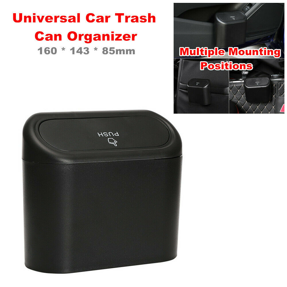 Car Trash Can Garbage Bin Bag Organizer for Vehicles Waterproof Black w/ Hook