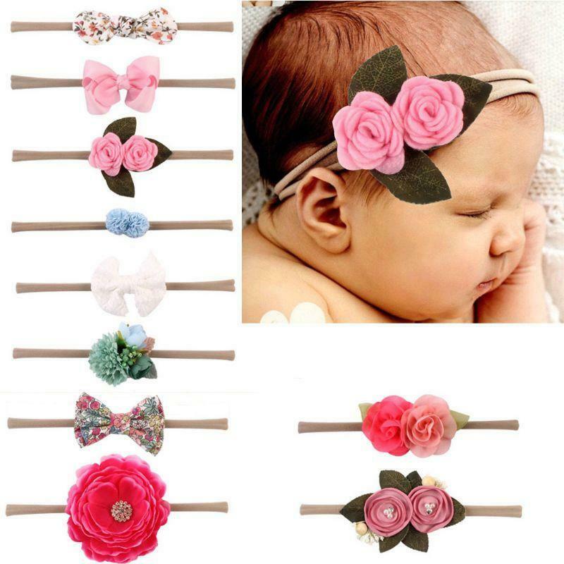 10 Pcs Baby Headbands Bows Nylon Hairbands Hair Accessories for Newborn Infant