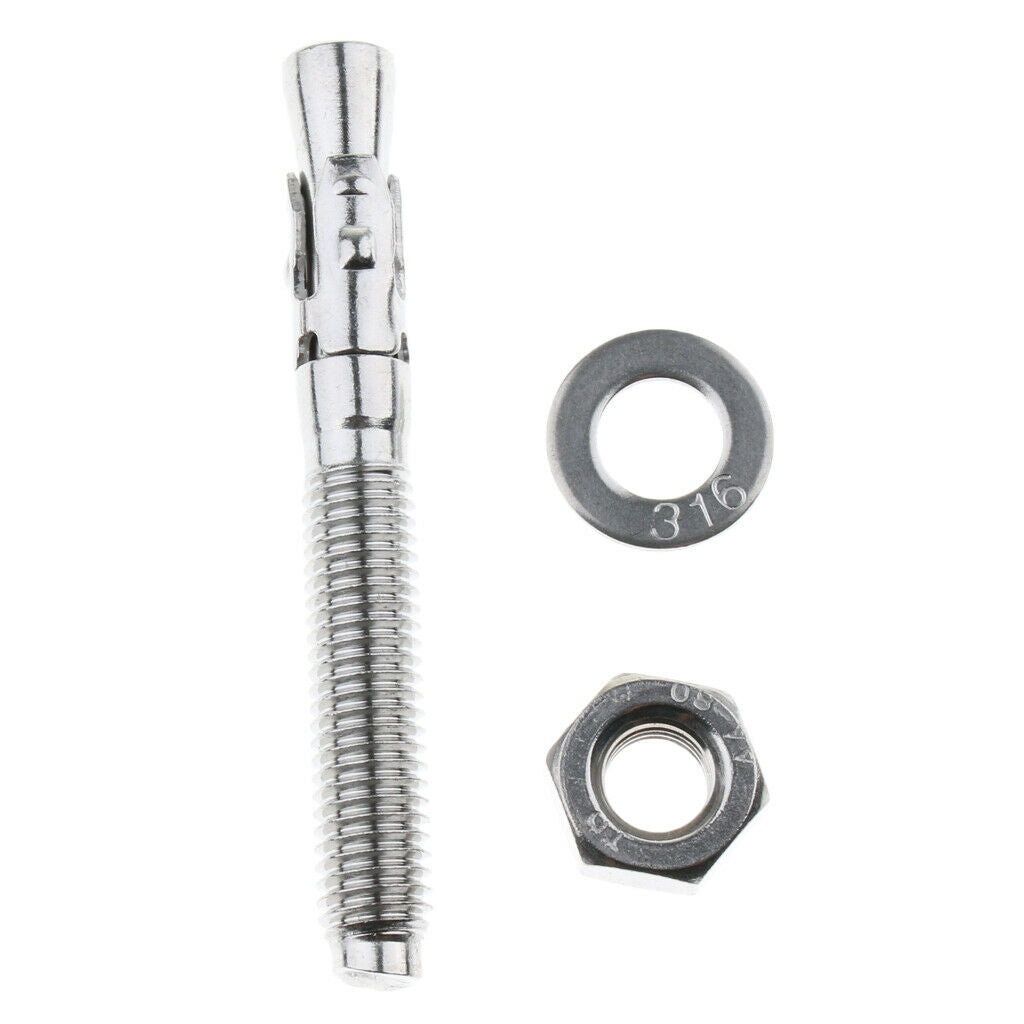 4pcs Stainless Steel Climbing 25KN Anchor Plates Hanger Bolts Set M10x80