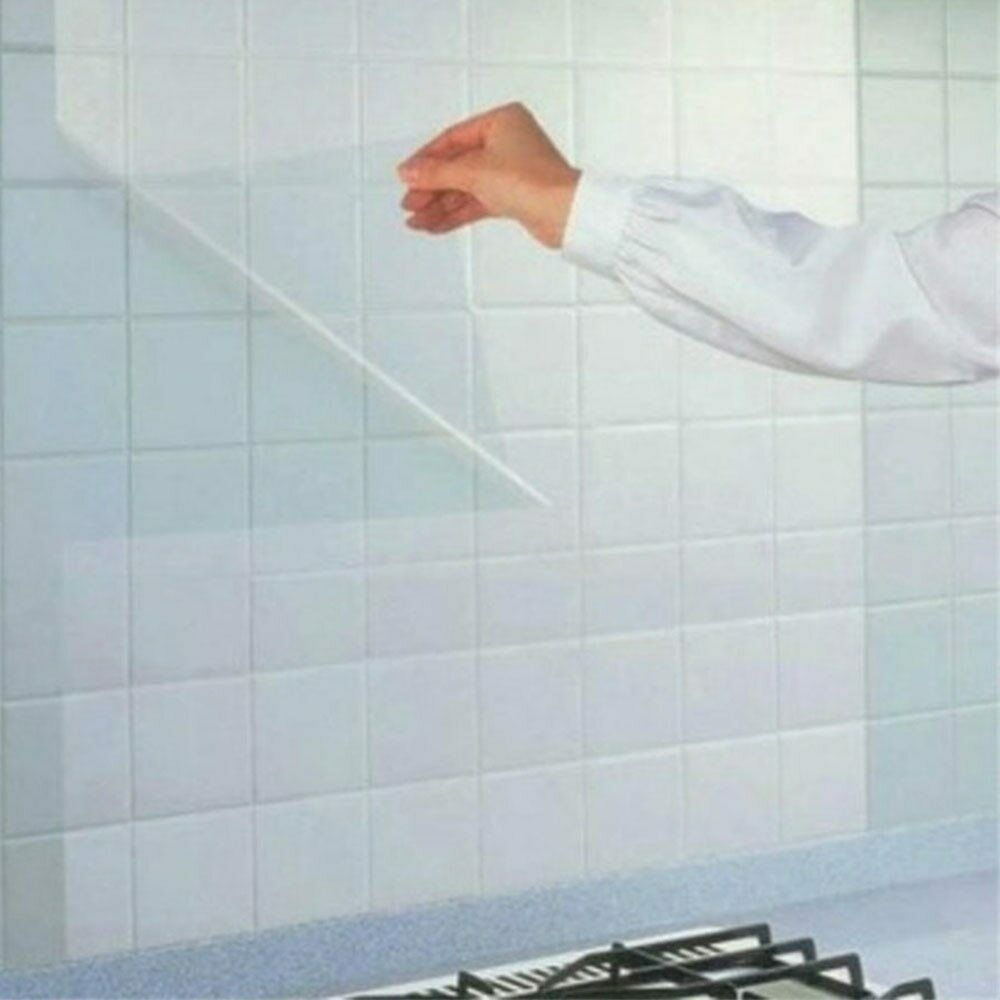 68*45cm Kitchen Wallpaper Oil-proof Ceramic Tile Self-adhesive Wall Stickers