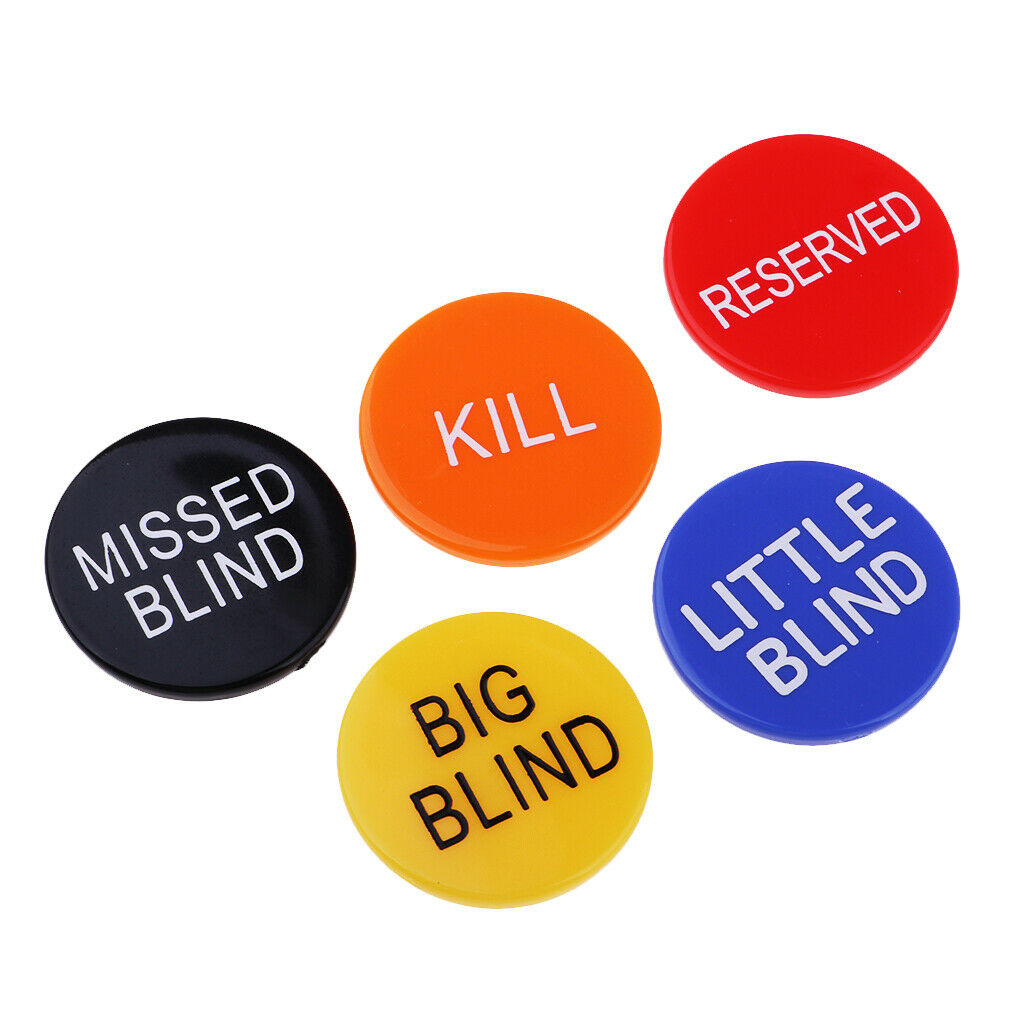 5 pieces double-sided poker button, dealer / big blind / small blind / RESERVED
