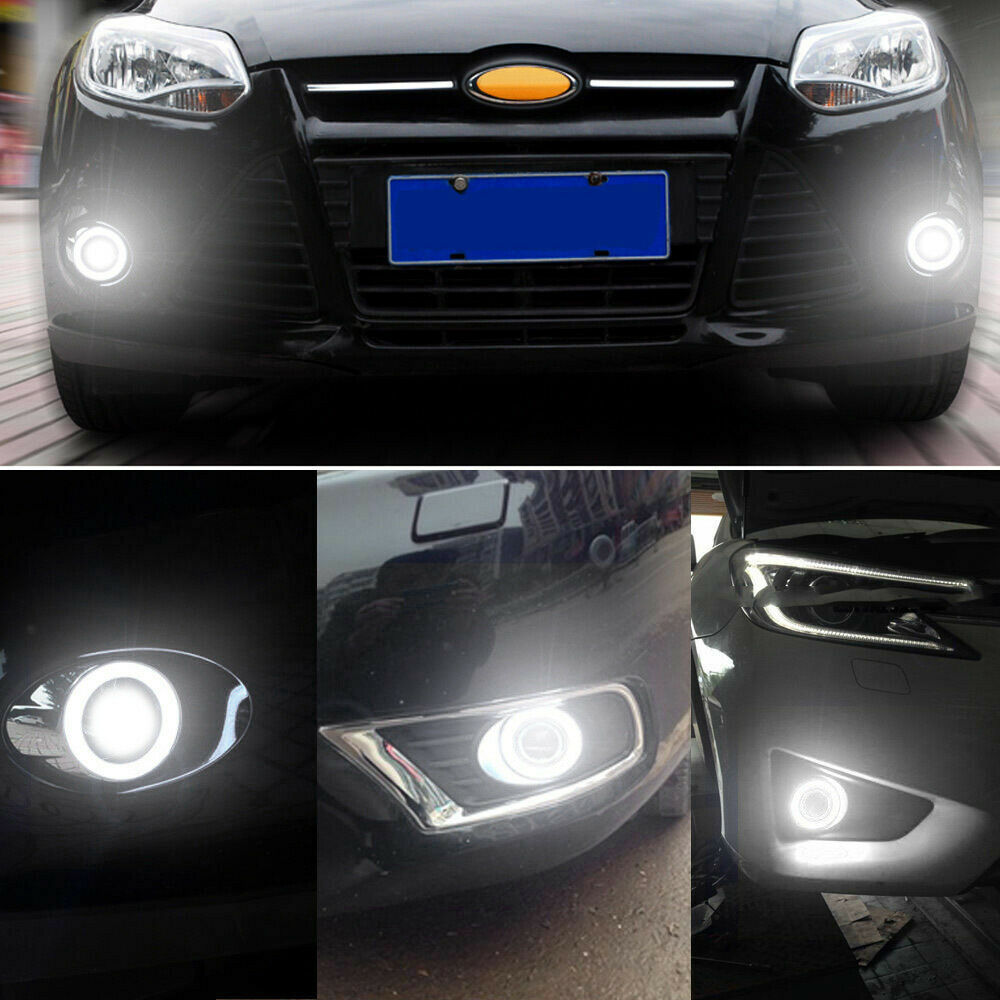 2X 3Inch COB LED Fog Light Projector Car Lamp White Halo Angel Eye Ring LED Bulb